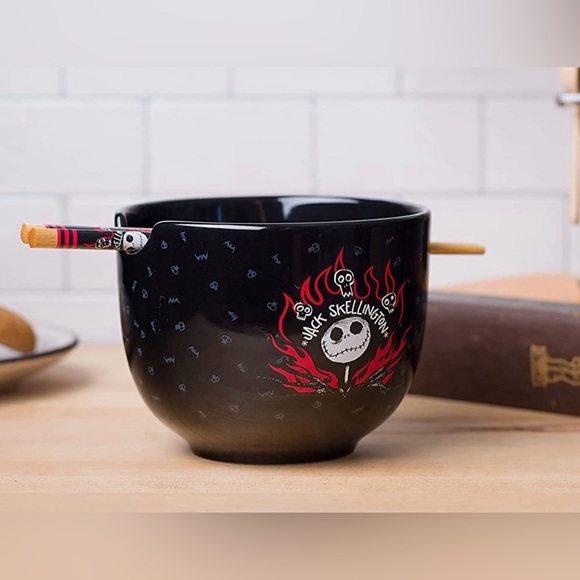 The Nightmare Before Christmas Jack Skellington Ramen Bowl With Chopsticks NIB - Picture 6 of 6